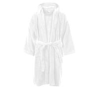 MyShoeStore Children's Egyptian Cotton Hooded Bathrobe with Pockets, 10-12 Years, White