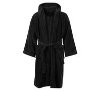 MyShoeStore Children's Egyptian Cotton Hooded Bathrobe with Pockets, 8-10 Years, Black