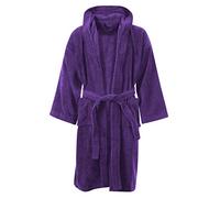 MyShoeStore Children's Egyptian Cotton Hooded Bathrobe with Pockets, 8-10 Years, Purple