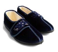 MyShoeStore Dr Keller Women's Orthopaedic Slippers with Touch Fastening, Plush Upper and Hard-Wearing Sole, Navy Faye 2, 5 UK