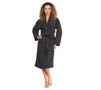 MyShoeStore Egyptian Cotton Terry Towelling Bathrobe, Unisex, One Size, Black/Shawl Neck