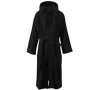 MyShoeStore Egyptian Cotton Terry Towelling Bathrobe with Hood, Unisex, Black, One Size