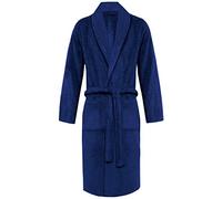 MyShoeStore Egyptian Cotton Terry Towelling Bathrobe with Shawl Collar, Unisex One Size, Navy
