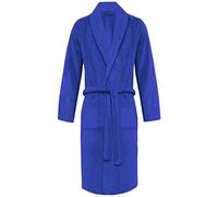 MyShoeStore Egyptian Cotton Terry Towelling Bathrobe with Shawl Collar, Unisex One Size, Royal Blue