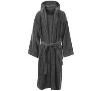 MyShoeStore Egyptian Cotton Towelling Bath Robe with Hooded Collar, 3 Deep Patch Pockets and Belt, Grey, L/XL