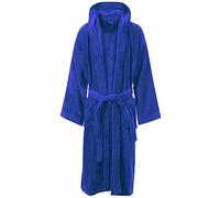 MyShoeStore Egyptian Cotton Towelling Bath Robe with Hooded Collar, Deep Pockets and Belt, Royal Blue, S/M