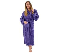 MyShoeStore Egyptian Cotton Towelling Bathrobe with Shawl Neck, Deep Pockets and Belt, Purple, L/XL