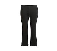 MyShoeStore Girls Back to School Trousers Soft Finely Ribbed Bootleg Pull On Pants Elasticated Waist Stretch Pull Up Casual Boot Cut Bottoms (Black, 9-10 Years)