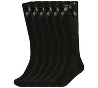 MyShoeStore Girls Knee High Bow Socks Kids Children Long Length Back To School Uniform Stockings Rich Cotton Blend Casual Tights(12 Pairs, Black/Bow, UK 4-6)