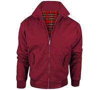 MyShoeStore Harrington Jacket Adults Unisex Mens Ladies Womens Vintage Classic Retro Scooter 1970'S Bomber MOD Skin Tartan Lining Coat Top, Burgundy, XL