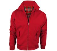 MyShoeStore Harrington Jacket Adults Unisex Mens Ladies Womens Vintage Classic Retro Scooter 1970'S Bomber MOD Skin Tartan Lining Coat Top, Red, 3XL