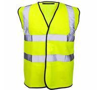 MyShoeStore Hi Viz High Vis Visibility Vests 2 Band Reflective Security Work Contractor Safety Vest Waistcoat Jacket Top (Yellow, S)