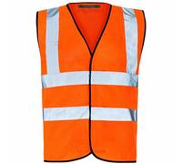 MyShoeStore Hi Viz High Vis Visibility Vests 2 Band Reflective Security Work Contractor Safety Vest Waistcoat Jacket Top (Orange, XL)