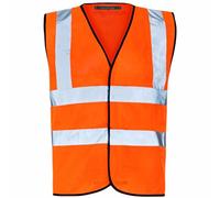 MyShoeStore Hi Viz High Vis Visibility Vests 2 Band Reflective Security Work Contractor Safety Vest Waistcoat Jacket Top (Orange, 2XL)