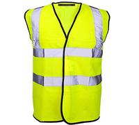 MyShoeStore Hi Viz High Vis Visibility Vests 2 Band Reflective Security Work Contractor Safety Vest Waistcoat Jacket Top (Yellow, L)