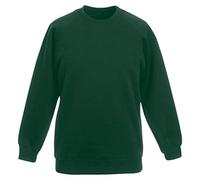 MyShoeStore Kids Sweatshirt Boys Girls Childrens Unisex Back to School Fleece Plain Jumper Crew Round Neck Pullover Uniform Shirt Lightweight PE Sweat Top (Green, 2-3 Years)