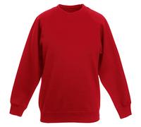 MyShoeStore Kids Sweatshirt Boys Girls Childrens Unisex Back to School Fleece Plain Jumper Crew Round Neck Pullover Uniform Shirt Lightweight PE Sweat Top (Red, 5-6 Years)