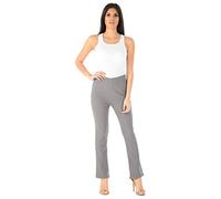 MyShoeStore Ladies Bootleg Trousers Women Boot Cut High Rise Stretch Soft Finely Ribbed Pull On Nurse Carer Work Bottoms Elasticated Waist Pants Plus Big Size(Grey, 16/27)