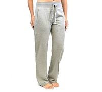MyShoeStore Ladies Fleece Joggers Poly Cotton Tracksuit Bottoms with Elasticated Waistband Drawstring for Gym Training Yoga Sports Grey Open Hem 12-14