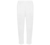 MyShoeStore Ladies Half Elasticated Waist Trousers with Pockets, Straight Leg Office Work Formal Casual Wear, White, 12/27