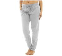 MyShoeStore Ladies Joggers Fleece Tracksuit Bottoms with Drawstring Elasticated Waistband Pockets for Gym Training Yoga Casual Wear Grey Ribbed Hem 8-10