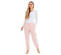 MyShoeStore Ladies Joggers Fleece Tracksuit Bottoms with Elasticated Waistband Drawstring Polycotton Casual Gym Training Yoga Trousers Pink Size 16-18