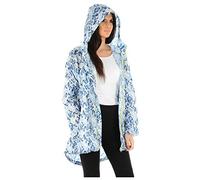 MyShoeStore Ladies Rain Mac Raincoat Designer Women Waterproof Fishtail Cagoule Kagool Kagoul KAG Festival Parka Jacket Hooded Lightweight Shower Proof Windbreaker Top Blue