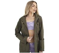 MyShoeStore Ladies Rain Mac Waterproof Parka Jacket with Hood - Khaki Plain UK Size 8 Mid-Thigh Length Fishtail Coat