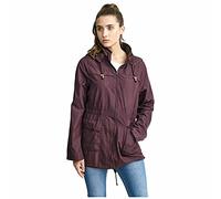 MyShoeStore Ladies Rain Mac Waterproof Parka Jacket with Hood - Wine Plain UK Size 16 Mid-Thigh Length Fishtail Coat