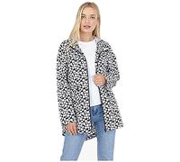 MyShoeStore Ladies Women Rain Mac Raincoat Showerproof Fishtail Cagoule Parka Jacket Hooded Lightweight Coat Love Hearts Black/White UK12