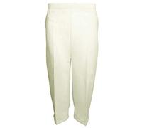 MyShoeStore Ladies Womens 3/4 Three Quarter Half Elasticated Trouser Plain Capri Cropped Stretch Trousers Plain ¾ Length Pants Summer Shorts Plus Big Sizes 10 to 24 (Ivory3/4, UK 22)