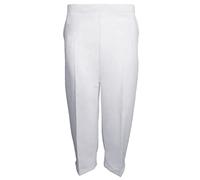 MyShoeStore Ladies Womens 3/4 Three Quarter Half Elasticated Trouser Plain Capri Cropped Stretch Trousers Plain ¾ Length Pants Summer Shorts Plus Big Sizes 10 to 24 (White3/4, UK 12)