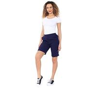 MyShoeStore Ladies Womens 3/4 Three Quarter Half Elasticated Trouser Plain Capri Cropped Stretch Trousers Plain ¾ Length Pants Summer Shorts Plus Big Sizes 10 to 24 (Plain Shorts Navy, 22)