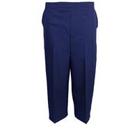 MyShoeStore Ladies Womens 3/4 Three Quarter Half Elasticated Trouser Plain Capri Cropped Stretch Trousers Plain ¾ Length Pants Summer Shorts Plus Big Sizes 10 to 24 (Navy3/4, UK 12)
