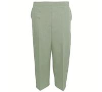 MyShoeStore Ladies Womens 3/4 Three Quarter Half Elasticated Trouser Plain Capri Cropped Stretch Trousers Plain ¾ Length Pants Summer Shorts Plus Big Sizes 10 to 24 (Sage Green3/4, UK 14)