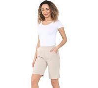 MyShoeStore Ladies Womens 3/4 Three Quarter Half Elasticated Trouser Plain Capri Cropped Stretch Trousers Plain ¾ Length Pants Summer Shorts Plus Big Sizes 10 to 24 (Cationic Shorts Beige, 20)