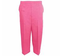 MyShoeStore Ladies Womens 3/4 Three Quarter Half Elasticated Trouser Plain Capri Cropped Stretch Trousers Plain ¾ Length Pants Summer Shorts Plus Big Sizes 10 to 24 (Fuchsia3/4, UK 10)