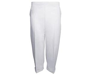 MyShoeStore Ladies Womens 3/4 Three Quarter Half Elasticated Trouser Plain Capri Cropped Stretch Trousers Plain ¾ Length Pants Summer Shorts Plus Big Sizes 10 to 24 (White3/4, UK 24)