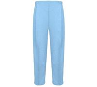 MyShoeStore Ladies Womens Half Elasticated Trouser Stretch Waist Casual Office Work Formal Trousers Pants with Pockets Plus Big Size (Sky Blue, 12/25)