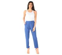 MyShoeStore Ladies Womens Half Elasticated Trouser Stretch Waist Casual Office Work Formal Trousers Pants with Pockets Plus Big Size (Denim Blue, 20/29)