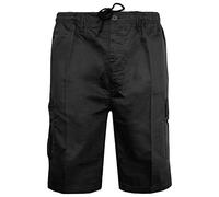 MyShoeStore Mens Cargo Shorts Plain Combat Casual Summer Beach Poly Cotton 6 Pockets Work Short Elasticated Waist Lightweight Pants(Black Shorts,XL)