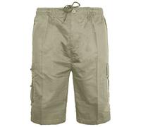 MyShoeStore Mens Cargo Shorts Plain Combat Casual Summer Beach Poly Cotton 6 Pockets Work Short Elasticated Waist Lightweight Pants(Beige Shorts,4XL)