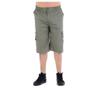MyShoeStore Men's Cargo Shorts Three Quarter Length Twill Fabric with 6 Pockets Elasticated Waist Drawstring Flat Front, Olive, 4XL