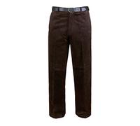 MyShoeStore Mens Cord Trousers Corduroy Formal Office Smart Cotton Trouser Casual Classic Business Work Dress Flat Front Pants with Pockets (Brown, 38/27)