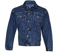 MyShoeStore Mens Denim Jacket Trucker Classic Bomber Jeans Biker Causal Vintage Workwear Tough Heavy Duty Western Style Stonewash Work Wear Coat (Blue/XL)