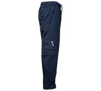 MyShoeStore Men's Fleece Lined Cargo Trousers, Thermal Winter Pants with Multi Pockets, Navy Blue XL