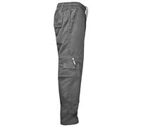 MyShoeStore Mens Fleece Lined Thermal Bottoms Elasticated Waist Trousers Casual Cargo Combat Pants Bottom Multi Pockets Warm Winter Work Gym Walking Thick Jog Jogging Joggers(Grey, M)