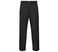 MyShoeStore Mens Formal Trousers Casual Business Office Work Home Belted Smart Dress Pants Straight Leg Flat Front Everpress Pockets Waist Sizes UK 30 Inch to UK 50 Inches (Black, 40/29)