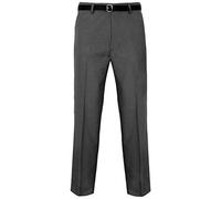MyShoeStore Mens Formal Trousers Casual Business Office Work Home Belt Loops Smart Dress Pants Straight Leg Flat Front Everpress Pockets Waist (Charcoal Grey, 46/29)