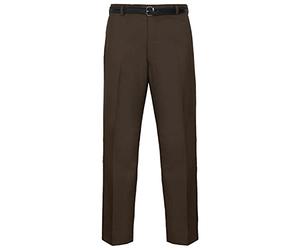 MyShoeStore Mens Formal Trousers Casual Business Office Work Home Belt Loops Smart Dress Pants Straight Leg Flat Front Everpress Pockets Waist (Brown, 30/27)